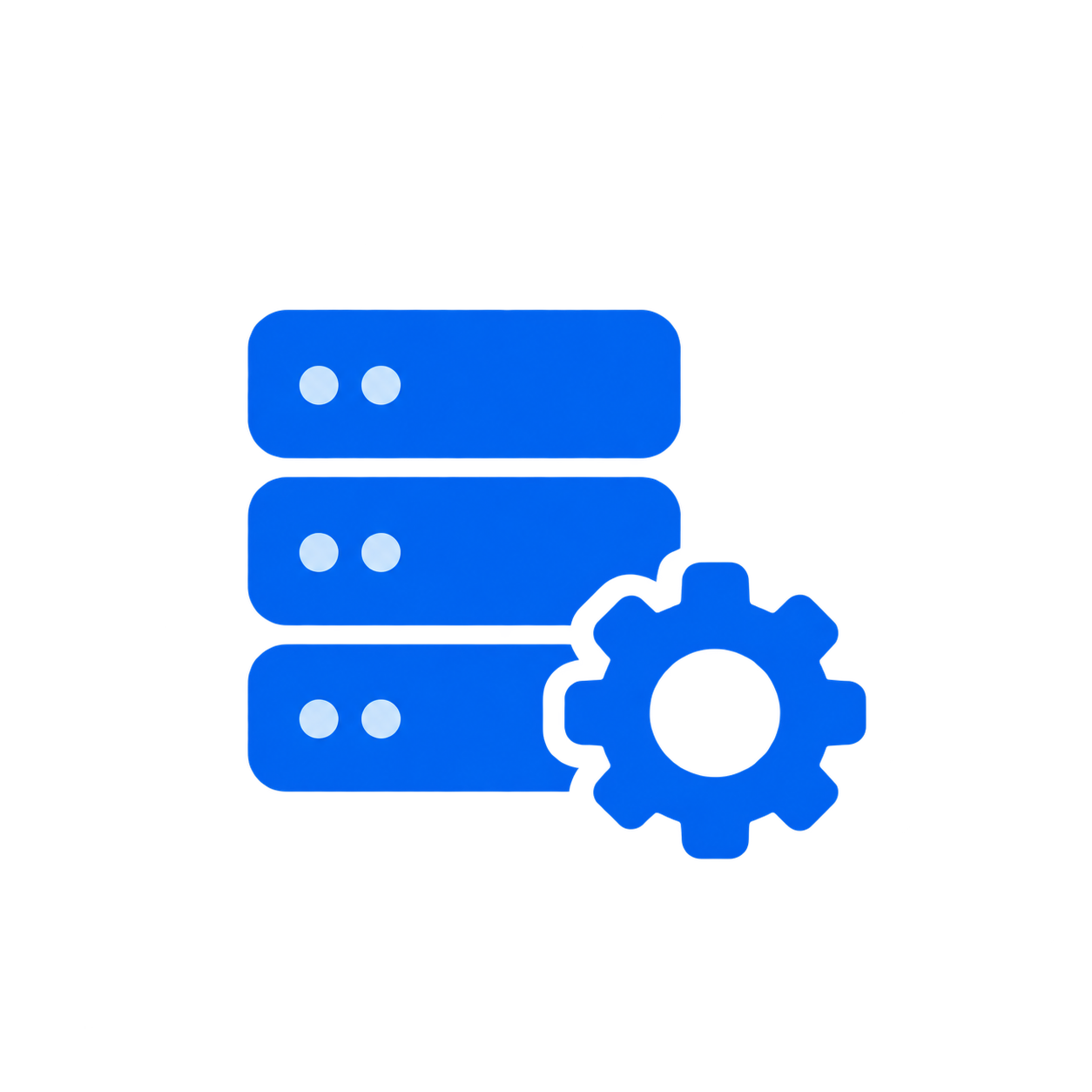 Server stack and settings icon for coordinated PowerOps response