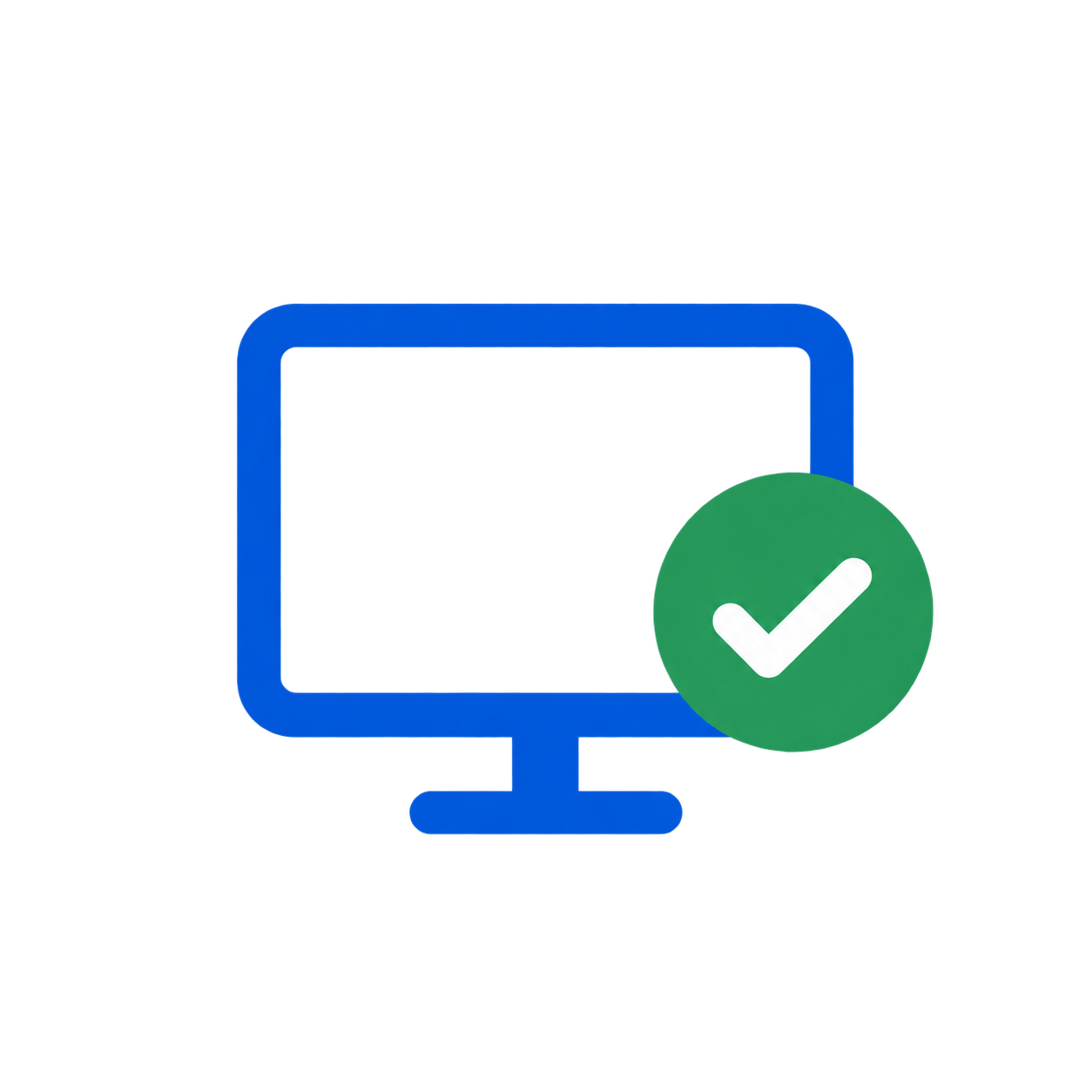 Monitor with green checkmark icon for recovered PowerOps systems